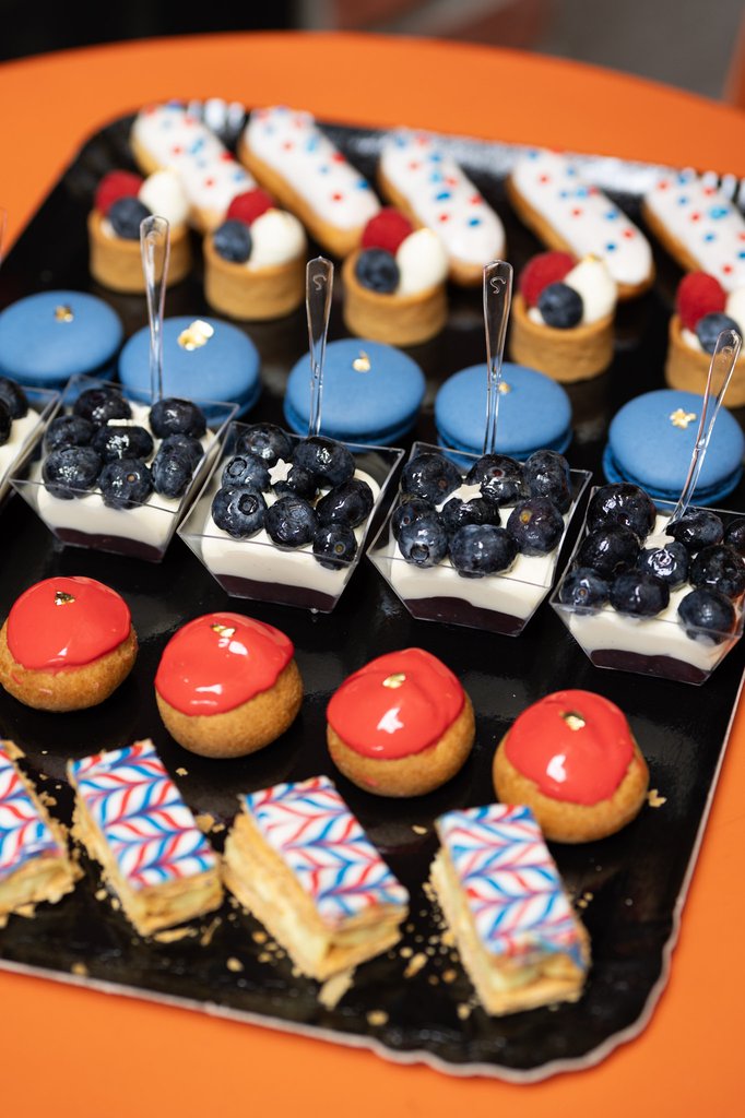 Mini fine pastries tray for July 4th and Bastille Day