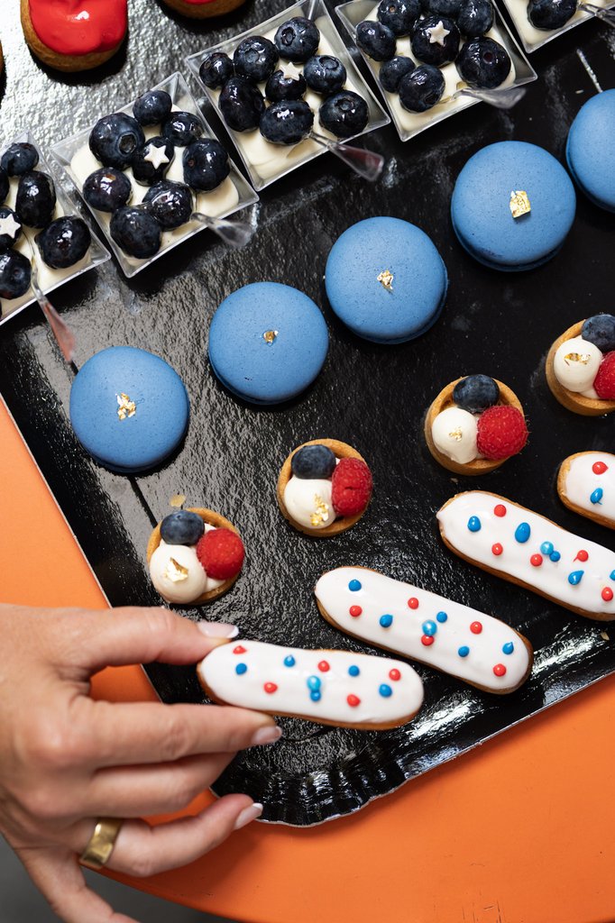 Mini fine pastries tray for July 4th and Bastille Day