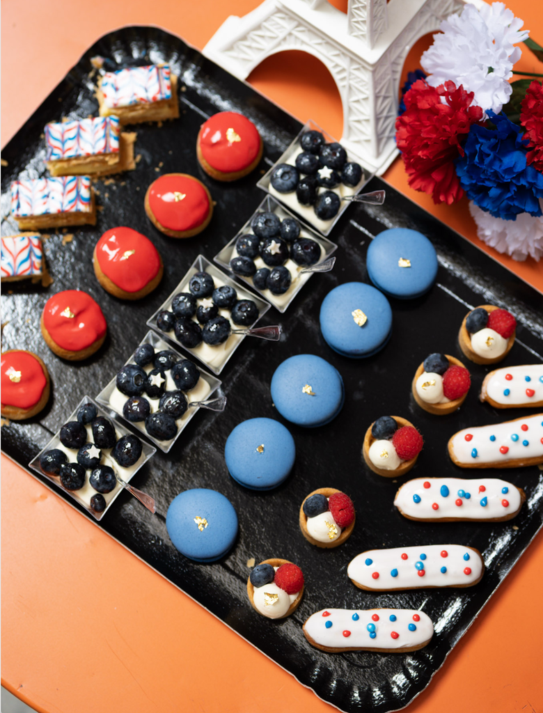 Mini fine pastries tray for July 4th and Bastille Day